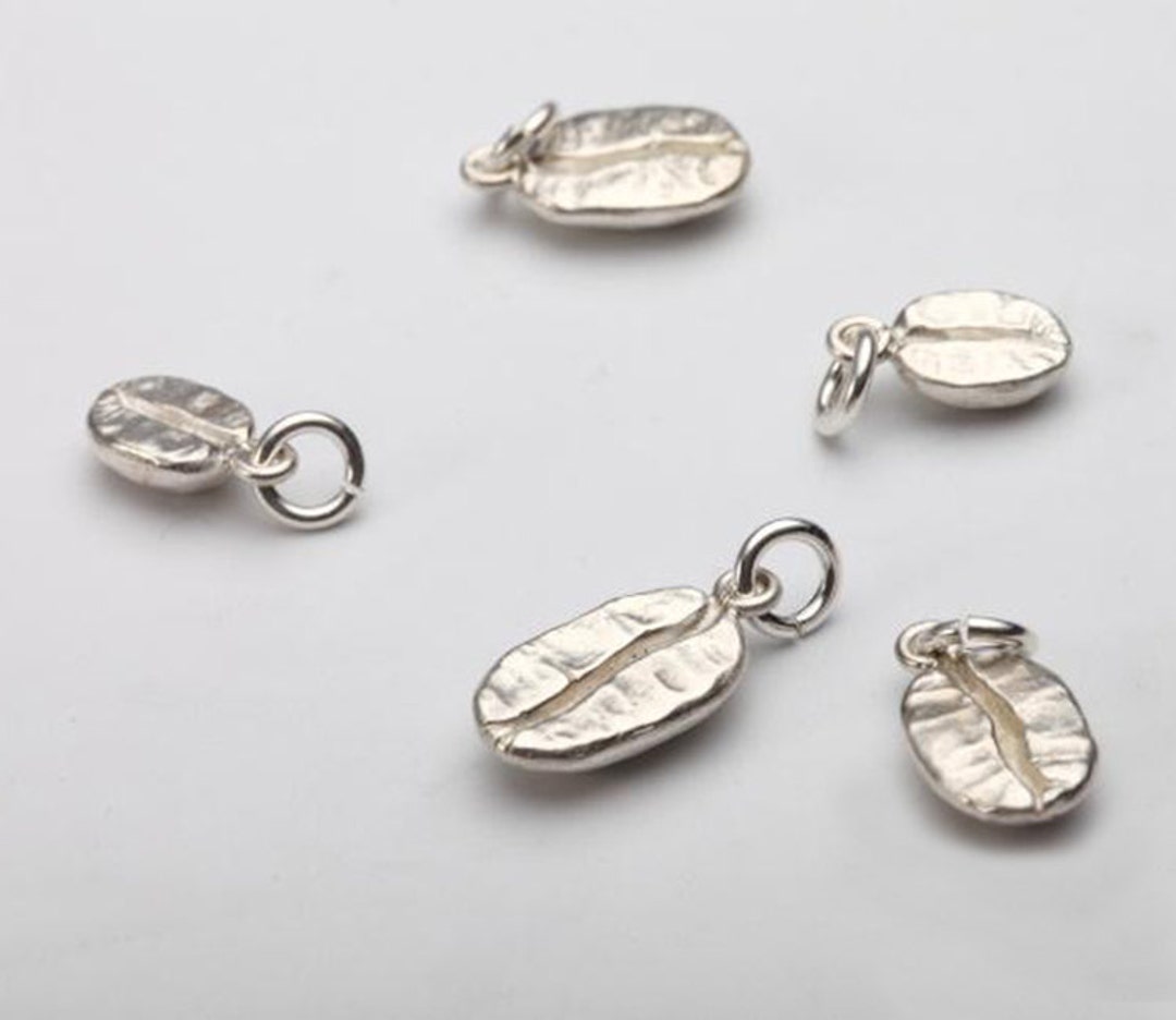 Silver Coffee Bean 925 Sterling Silver Coffee Bean Charm Etsy