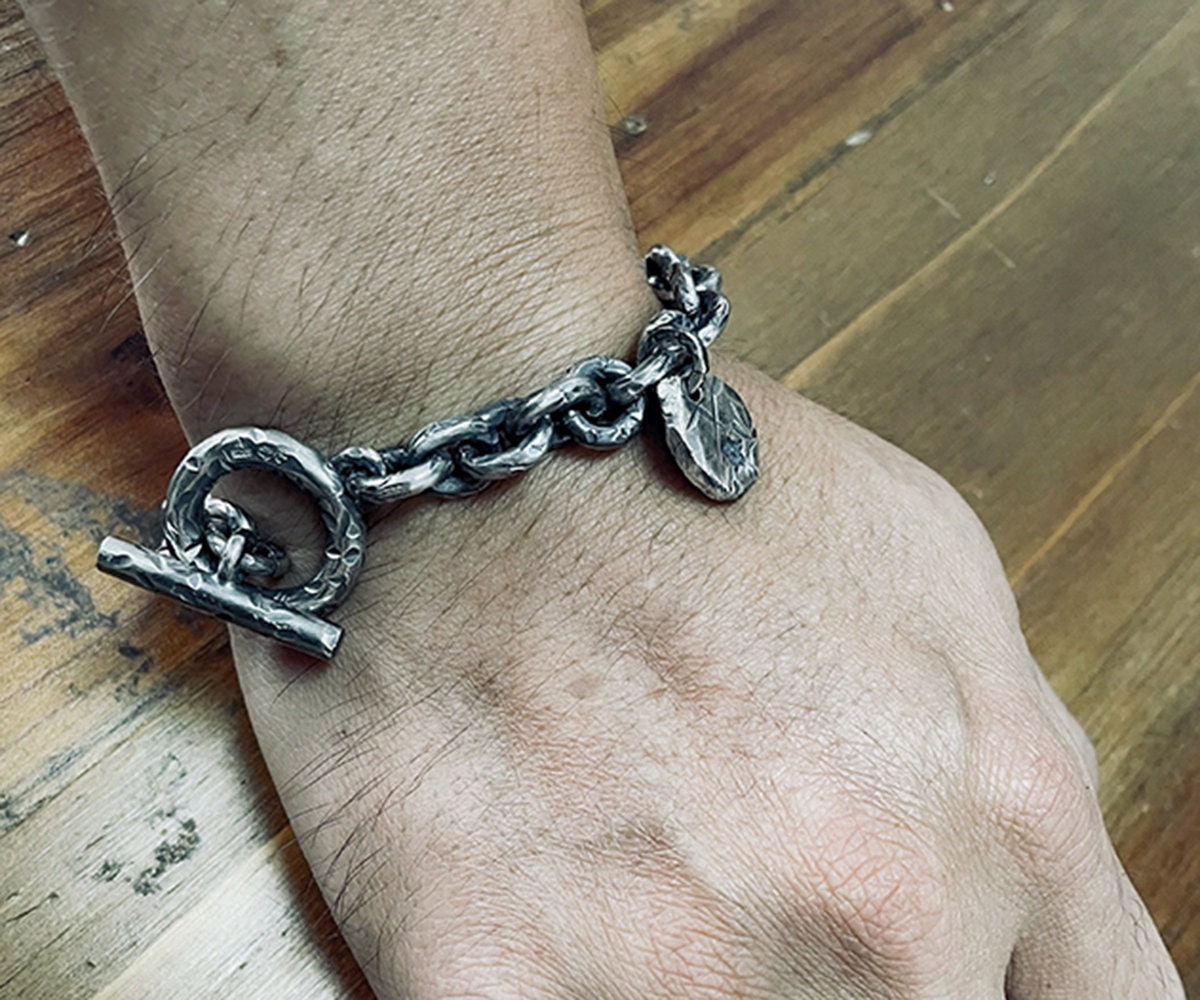 Men's Heavy Silver Oval Rolo Chain Bracelet – LynnToddDesigns