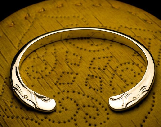 Sterling Silver Eagle Head Bangle, Handcrafted Bracelet For Women and Men, Bold Aviator Jewelry Gift, Silver Cuff Bracelet, Eagle Jewelry