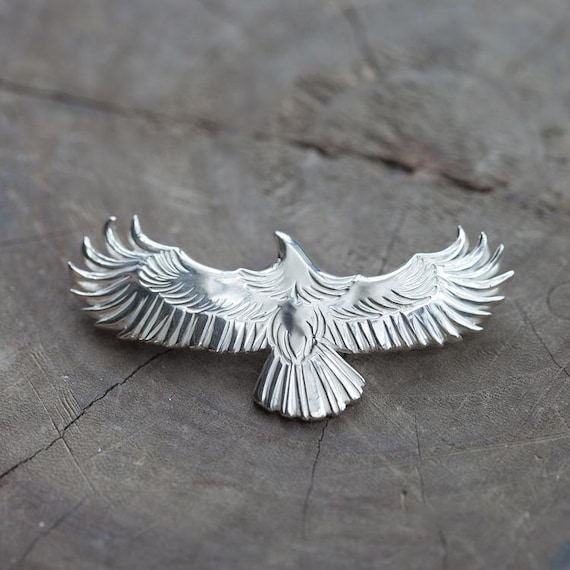 Impressive Native American Navajo Sterling Silver Soaring Eagle Pin Signed Impressive Native American Navajo Sterling Silver Soaring Eagle Pin Signed