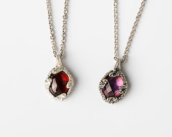 Amethyst Necklace Gift For Bride | Amethyst Necklace Gift For Wife | Baroque Necklace Women |Amethyst Pendant Necklace Garnet Pendant Silver