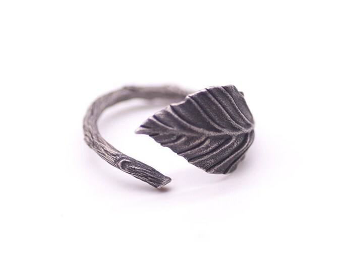 Silver Leaf Ring For Women | Adjustable Ring Sterling Silver | Leaves Rings For Her | Leaf Jewelry |Minimalist Ring |Valentines Gift For Her