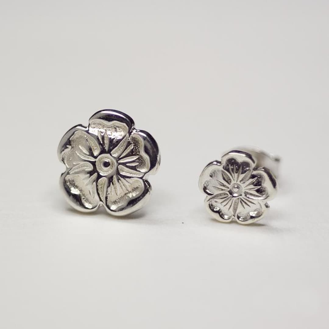 Silver Rose Flower Stud Earrings | Delicate Floral Earrings