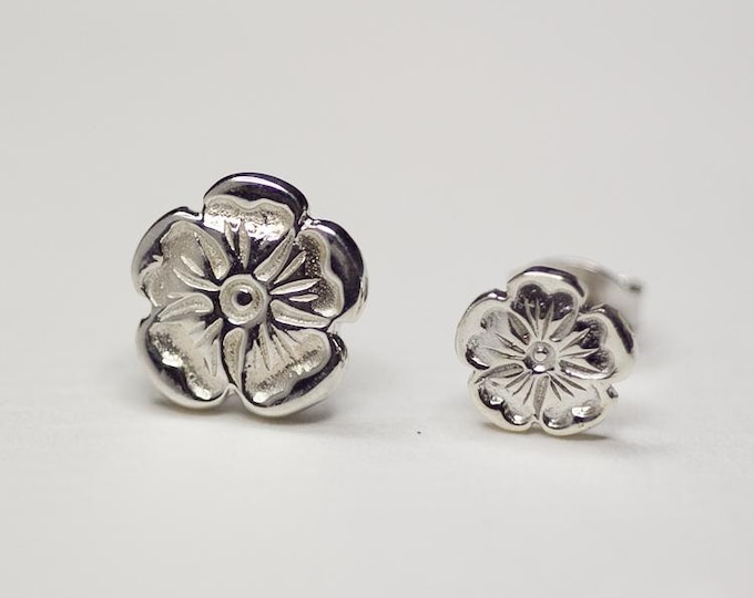 Silver Rose Flower Stud Earrings | Delicate Floral Earrings | Sterling Silver Petal Design | Nature-Inspired Jewelry | Unique Gift for Her