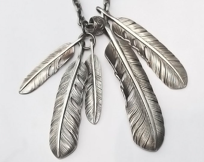 Feather Pendant Spiritual Symbolic Bohemian Minimalist Native Tribal Jewelry Detailed Realistic 925 Silver Feather Charm Ancestral Gift Idea