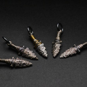 Handcrafted Silver and 24K AU999 Gold Arrowhead Pendant Necklace – Rustic Boho Jewelry for Men & Women Spearhead Pendant Arrow Charm Jewelry