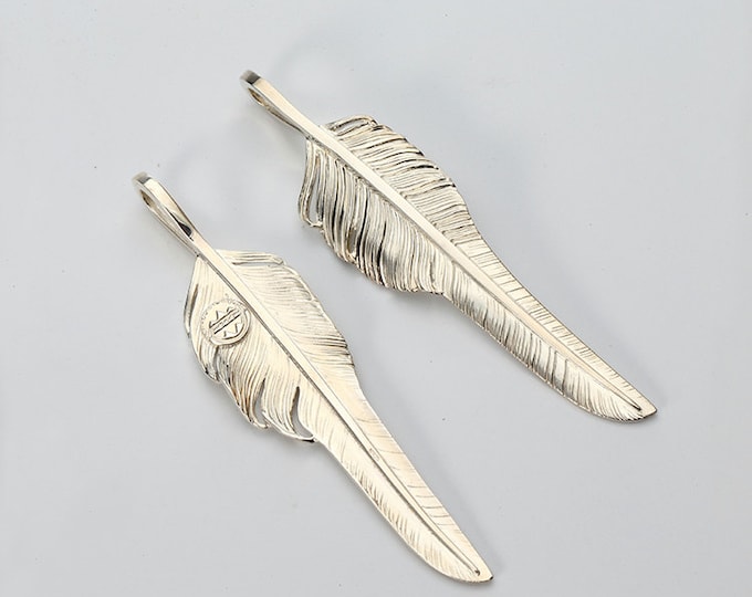 Sterling Silver Feather Pendant | Native American Inspired Boho Necklace | Handmade Symbolic Jewelry for Men and Women Eagle Feather Jewelry