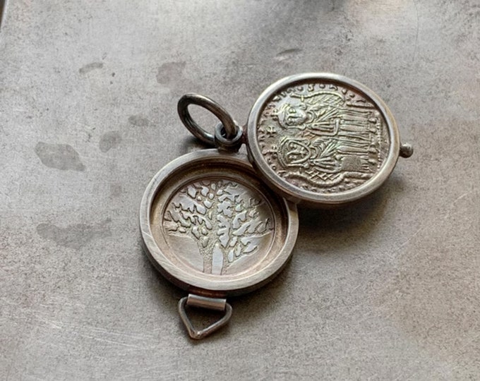 Tree Of Life Pendent | Greek Coin Pendant | Ancient Coin Pendant | Silver Box Pendant | Sterling Silver Round Locket | Silver Locket Pendant