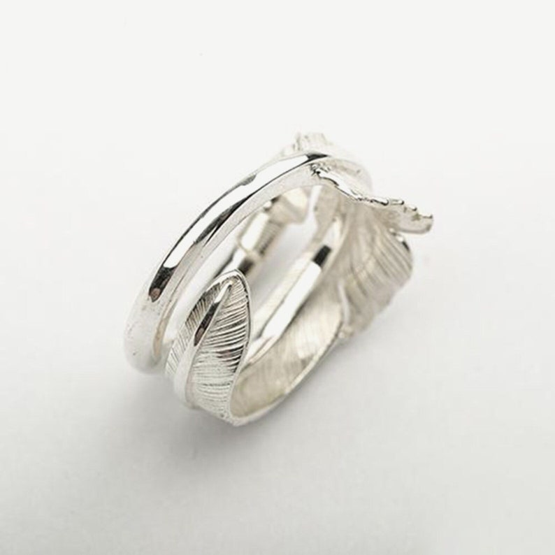 silver arrow ring sterling silver feather ring, Native America Indian jewelry, boho rings for women, unisex jewelry, red tailed hawk totem image 8