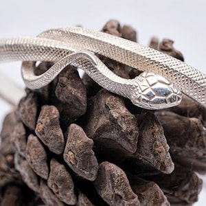 925 Silver Snake Bracelet, Serpent Bangle for Men & Women, Snake Bracelet Cuff, Handmade Gothic Jewelry, Unique Serpent Design Viper Jewelry