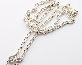 925 Silver Chain Necklace | Plain Silver Chain | Simple Silver Necklace | Cable Chain Necklace | Men Silver Cable Chain | Twisted Hook Clasp