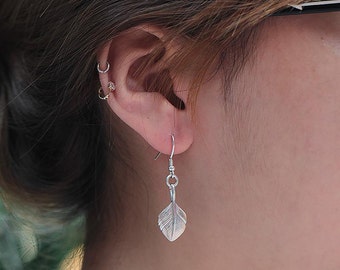 Silver Feather Earring | Native American Inspired | Palm Leaf Earring | Feather Dangle Earring | Boho Silver Earring | Tribal Style Earring