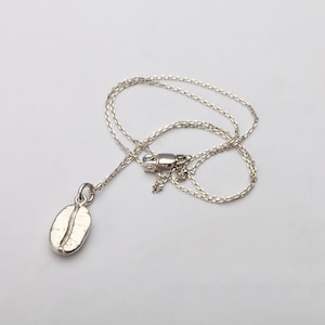Silver Coffee Bean Necklace, Minimalist Sterling Pendant for Coffee Lovers, Coffee Bean Pendant, Coffee Charm Gift for Her, Barista Necklace