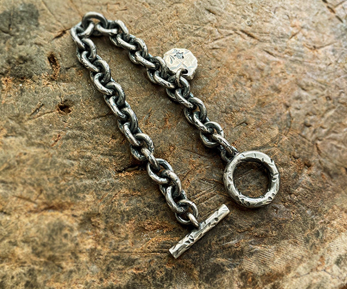 Men's Heavy Silver Bracelet | Double Chain Biker / Rocker Bracelet | USA  Made | LUGDUN ARTISANS