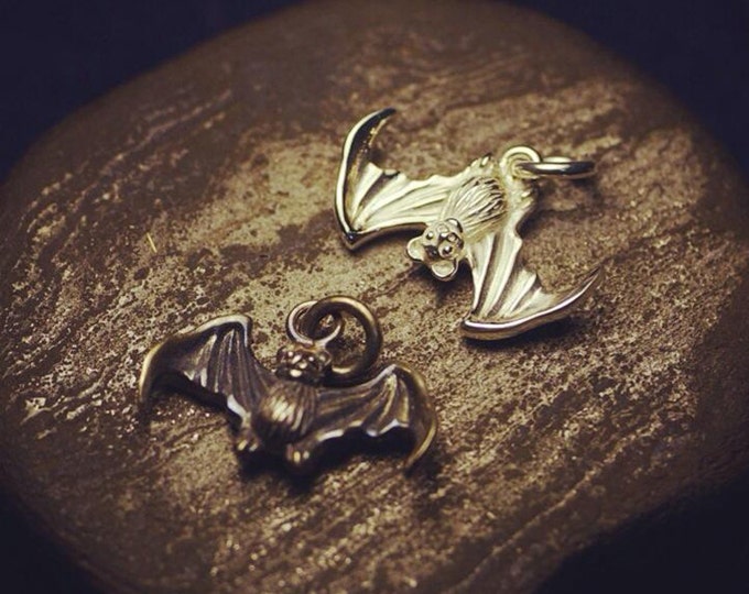 Silver Bat Pendant | Gothic Bat Charm | Oxidized Silver Charm | Bat Jewelry | Sterling Silver Bat | Vampire Pendant | Morbid Jewelry