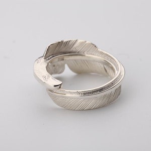 Sterling Silber Adler Feder Wickelring | Feder Schmuck | Boho Ringe verstellbar | Von der Natur inspirierter Statement Schmuck für Männer und Frauen