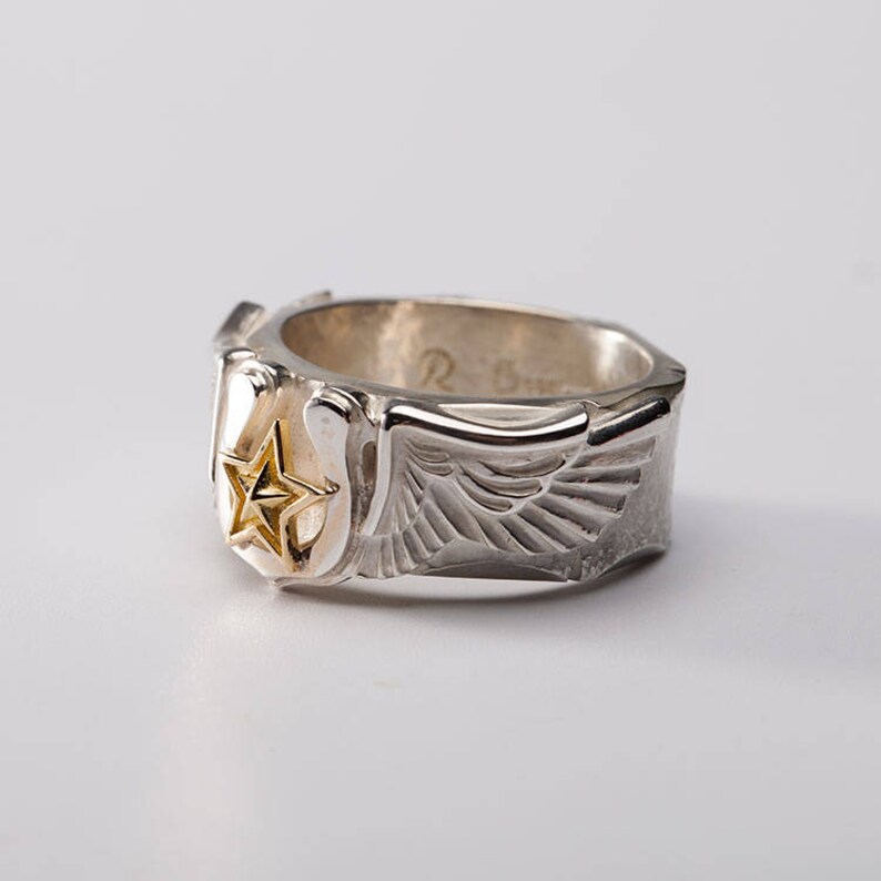 Silver Wing Ring Angel Wing Ring Gold Star Ring Lucky Etsy