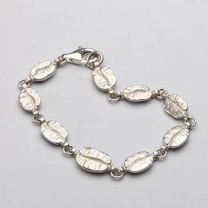 Koffieboonarmband voor heren en dames | Sterlingzilveren koffieboon schakelarmband | Handgemaakte sieraden koffieboon | Cadeaus voor koffieliefhebbers