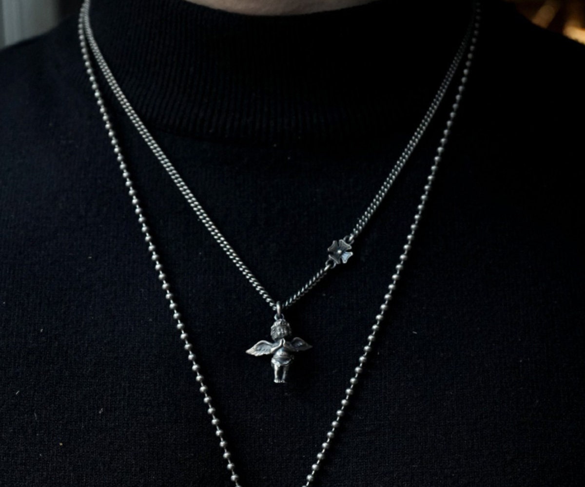 MENDEL Mens Stainless Steel St Saint Michael Angel Wings Pendant Necklace  Men | eBay