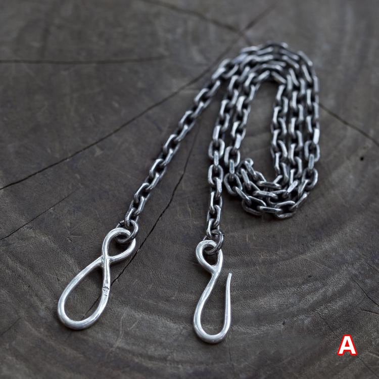 sterling silver chain necklace men, industrial necklace, fish hook