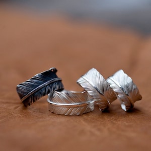 Sterling Silver Feather Wrap Ring | Bohemian Adjustable Nature-Inspired Jewelry | Oxidized or Polished Finish |Unique Gift for Men and Women