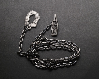 Sterling Silver Lightning Bolt Necklace – Handmade Thunderbolt Pendant on Antique Chain, Bold Statement Jewelry