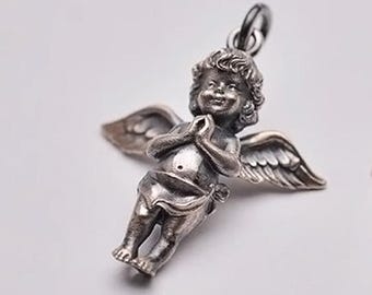 Limited Steal Deals, Oxidized Sterling Silver Baby Angel Pendant Necklace – Cherub Guardian Angel Jewelry