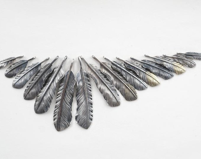 Handcrafted Oxidized Sterling Silver Feather Pendant | Native American Inspired Feather Charm | Rustic Boho Jewelry |Red-Tailed Hawk Feather