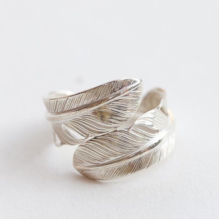 boho rings sterling silver feather ring, Native America Indian