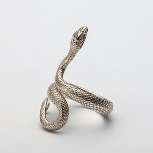 Snake Ring for Women Twisted Wrap Narrow Sterling Silver Statement Ring Serpent Viper Gothic Art Deco Biker Jewelry Anniversary Pinky Ring image 2