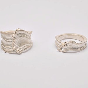 Silber Ring | Organische Textur Ring für Paar | Handgemachter minimalistischer Schmuck für Männer und Frauen | Ocean Ring Ozean inspiriertes Geschenk