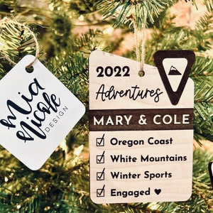 Personalized Couples Engagement Ornament | National Forest | National Park Souvenir | Outdoor Wedding Gift | Christmas Adventure Ornament