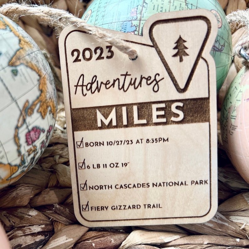 Custom Personalized Baby Stat Ornament Adventure Kids Gifts National Park Baby Theme New Baby Ornament Baby Milestones Babys 1st image 1