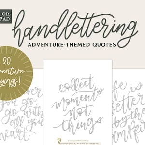 Adventure Quote Lettering Worksheets: Printable Faux Calligraphy Practice