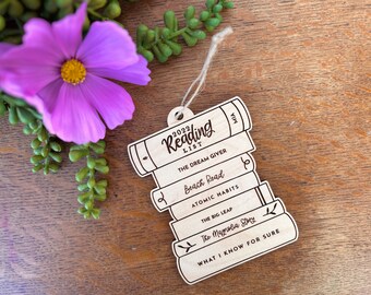 Personalized Reading List Christmas Ornament | Book Club Ornament | Stack of Books Ornament | Ornament for friend  | Yearly Book List