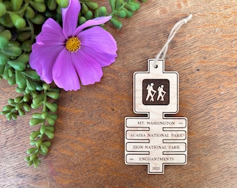 Personalized Hiking Trails Ornament | Hiking Sign Christmas Ornament | Gift for Hiker | Hiking List | Travel | Hike | National Park Hiker