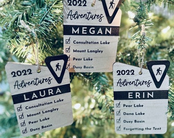 Personalized Hiking List Ornament | National Park Souvenir | Custom Travel Ornament | Hiking Camping Travel Gift | Hiker Ornament