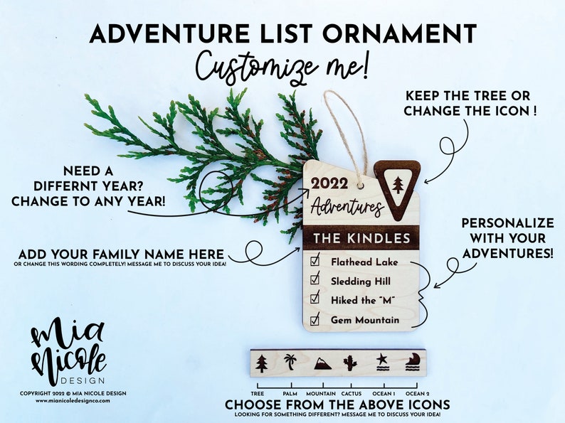 Custom Personalized National Park Ornament Yearly Adventures Forest Outdoor Couple Hiking Family Bucket List Vacation Travel image 3