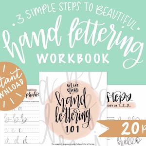 Hand Lettering Übungsblätter | Faux Kalligraphie Praxisanleitung | Alphabet Arbeitsblätter | Handlettering lernen | Geschenk für Tween