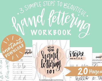 Hand Lettering Practice Worksheets | faux calligraphy practice guide | alphabet worksheets | learn hand lettering | Gift for tween