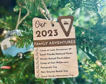 Personalized Family Adventure List Christmas Ornament | National Parks Ornament | Experience Gift | Hiking Camping Travel Gift |  Road Trip