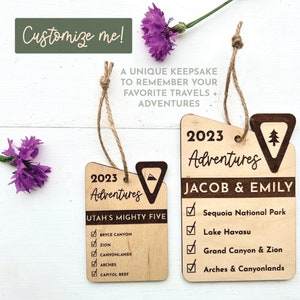 Custom Personalized National Park Ornament Yearly Adventures Forest Outdoor Couple Hiking Family Bucket List Vacation Travel image 1