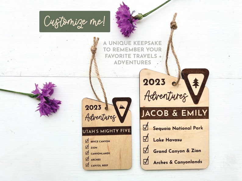 Custom Personalized National Park Ornament Yearly Adventures Forest Outdoor Couple Hiking Family Bucket List Vacation Travel image 1