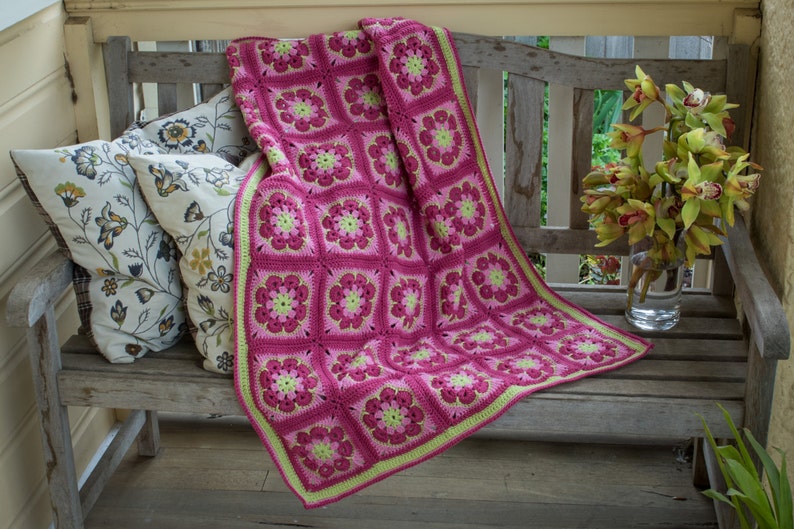 African Rose 100/% Wool Baby Blanket in Pinks and Green