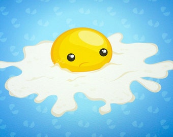 cute fried-egg vectorArt gilcée art print | 蛋 tamago