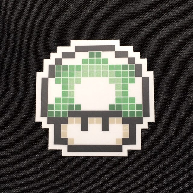 1 Up Shroom Pixel Art Sticker Vinyl Decalè²¼ Green Super Etsy