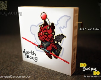 Darth Maug (bamboo wallArt) | Final Fantasy/Star Wars mash-Up pixel Moogle pixelArt, cute darth Maul wall-Decor