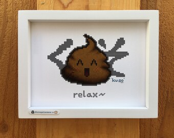 pixel-Poop “relax” bathroom motivational pixel-Art (gilcée) art Print | くそ kuso