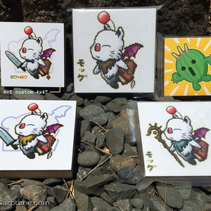 pixel Moogle swordfighter モッグ / swordsMog bamboo wallArt Final Fantasy-themed Moogle pixelArt bamboo wall Decor image 6