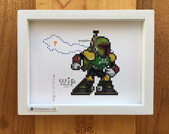 Boba Fett pixel-Art 8x6” Print | (gilcée) art print, megaman X3 Vile-style